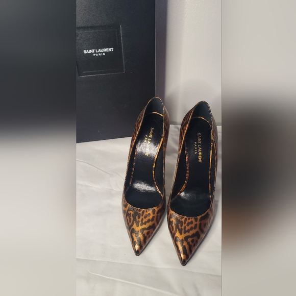 YSL YVE SAUNTLAURENT Paris- size 40 /10 -leather pumps Leopard print shoes/heels - Picture 4 of 9